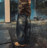 Link double back pocket denim pants