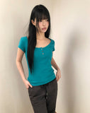 Houn Deep U-Neck Short Sleeve T-Shirt