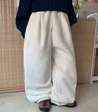 [unisex] Toemi banding string fleece brushed carpender wide pants