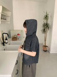 Suble Hood Denim Short Sleeve Shirt