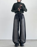 Timer Black Washed Wide Denim