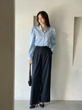 Chev Stripe Pintuck Wide Slacks