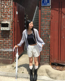 Tenon see-through check overfit long-sleeved shirt