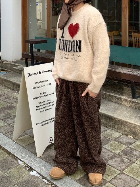 KOOLOSET (クロゼット) - レオパードフリースバンディングパンツ
