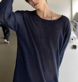 See-through wide neck knit
