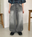 Mason Snap Button Washed Wide Denim Pants