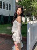 Summer Over Back Eyelet V-Neck Knit