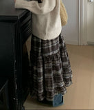 Hippo Check Frill Tiered Long Skirt