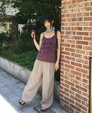 Pookie Linen Stripe Banding Wide Long Pants
