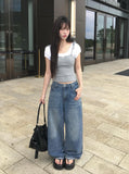 Liam Washed Denim Long Wide Pants