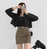 Suede Collar Crop Jacket