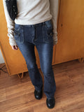 Booming Y2K Pocket Washing Denim Bootcut Pants