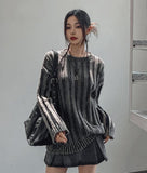 Trip Big Ribbed Damage Dyeing Washing Knit