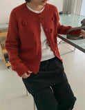 Beshos Pom Pom Round Knit Cardigan