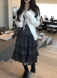 Roa Vintage Check Frill Tiered Midi Skirt