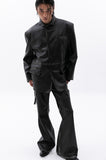 rockstern washing leather bootcut pants