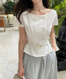 Denrua Double Button Jacket Blouse