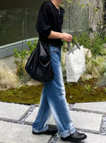 Sand brush wide denim pants