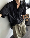 Matte Black Linen Short Sleeve Shirt