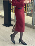 Royel color matching tweed H-line skirt