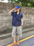 [MADE] Eka Summer Washing Snap Button Pocket Short-Sleeved Denim Shirt