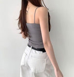 [With Cup] Four Seasons Square Neck String Sleeveless