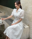 Kyle Embo Check Puff Shirt One Piece (Belt Set)