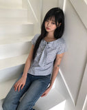 Yonning Check Short Sleeve Blouse
