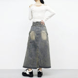 Zance vintage denim long skirt