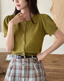 Dickie Puff Short Sleeve Knit Cardigan