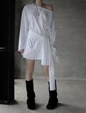 Ille One-Shoulder Knot Long T-Shirt