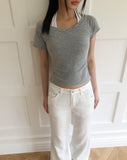 Weben Eyelet Halter Short Sleeve T-shirt