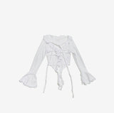 Romenin String Frill Unbalanced T-Shirt