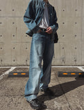 Faber slub washed wide denim
