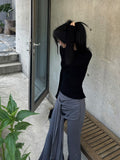 Ribbon Shirring Bootcut Pants