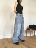 [MADE] Betts Light Washing Back Banding Denim Long Wide Pants