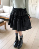 Pereu Dot Frill Midi Skirt