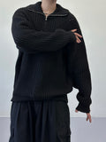 Central Rope High-Neck Knit Zip-Up