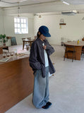 Trad Curved Washed Denim Balloon Wide Pants