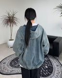 Rieki Washing Denim Hood Zip-Up
