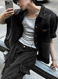 Patch Square Washing Denim Shirt