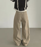 Winter Brushed Thick Cut Banding Wide Cotton Pants