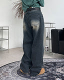 Frit Washing Wide Denim Pants