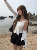 Dou Lace Tiered Banding Mini Skirt