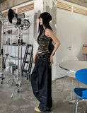 Military color matching line halter top
