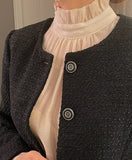 Newriel No Collar Wool Tweed Half Jacket