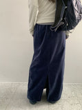 Hven Velvet Stripe Banding Long Skirt
