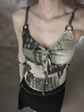 Ethnic Mesh Print Sheer Sleeveless
