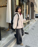 Kimody Washing Side Pintuck Wide Denim Pants