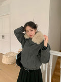 Ogets Fur Collar Work Jumper Jacket